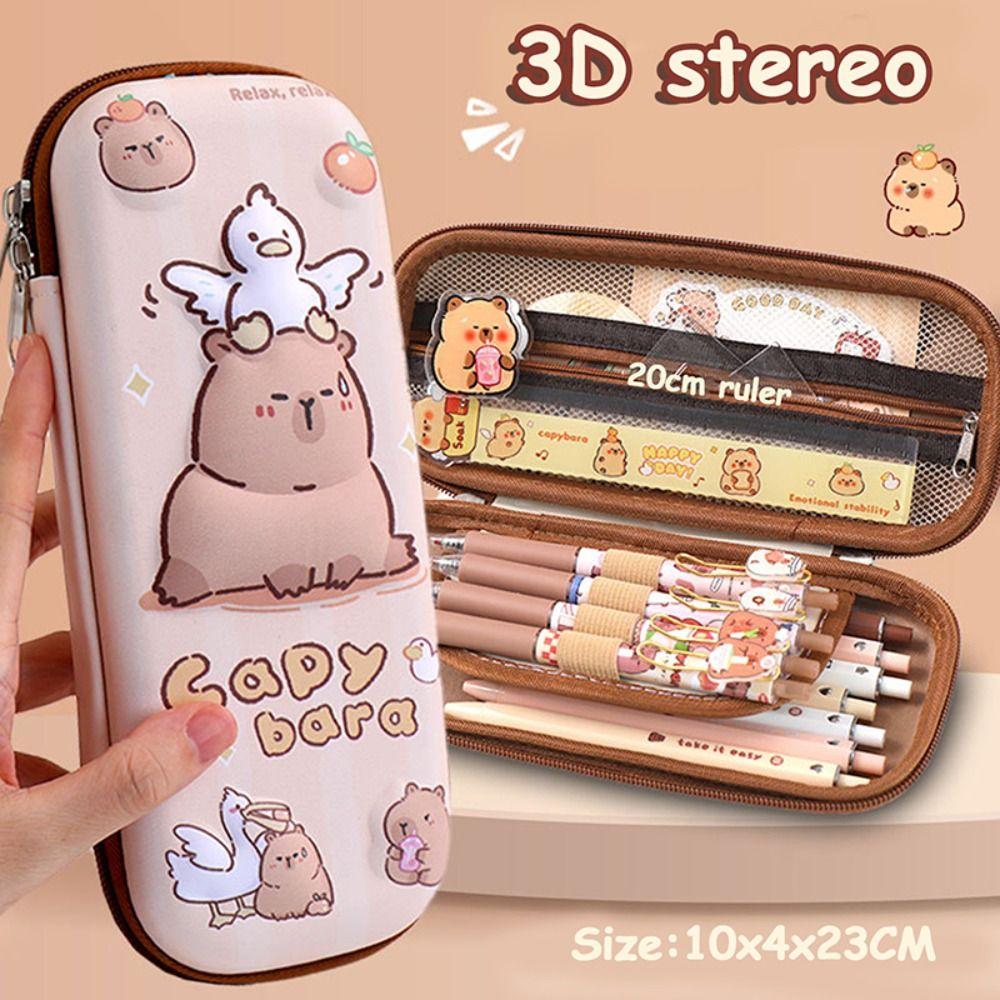 

Большая емкость 3D Capybara пенал стереоскопический многослойный пенал школьные канцелярские принадлежности style 2