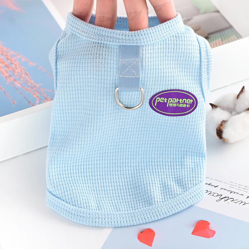 Pet Cat Dog Clothes Spring and Summer Thin Breathable Small Dog Teddy with Traction Vest