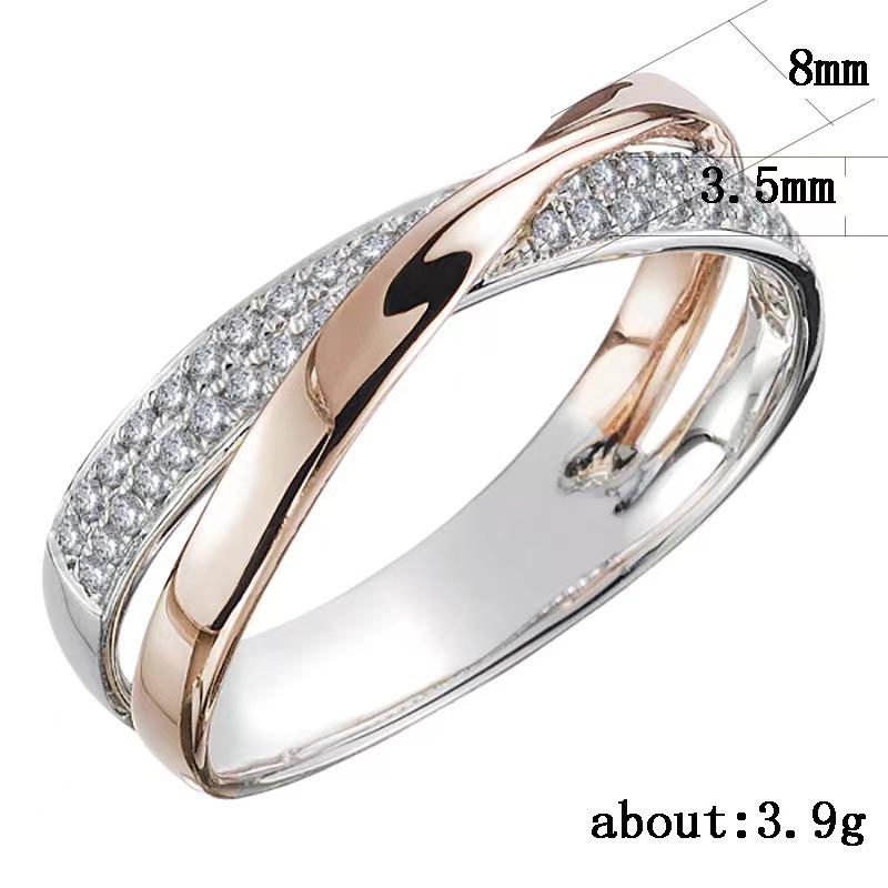 Stylish Two-Tone X-Shaped Diamond Cross Ring Set