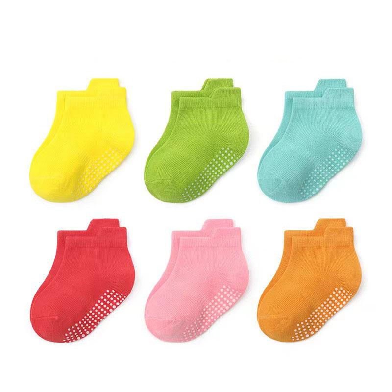 6 Pairs a Lot Baby Floor Socks Infant Cute Stripe Thin Adhesive Socks Kids Girls Candy Color Non Slip Socks