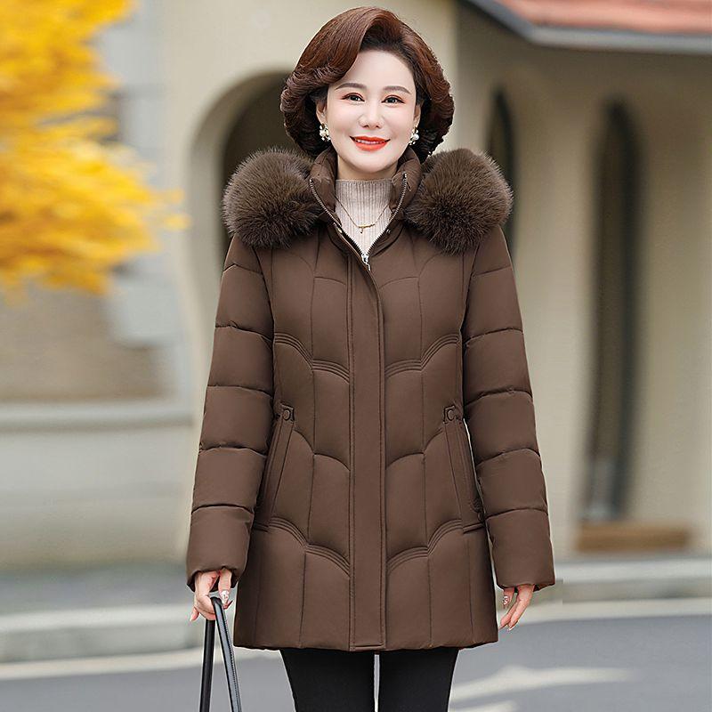 

Женская зимняя толстая стеганая куртка, модная стеганая куртка для женщин среднего и пожилого возраста, пуховик в западном стиле 6XL кофейный