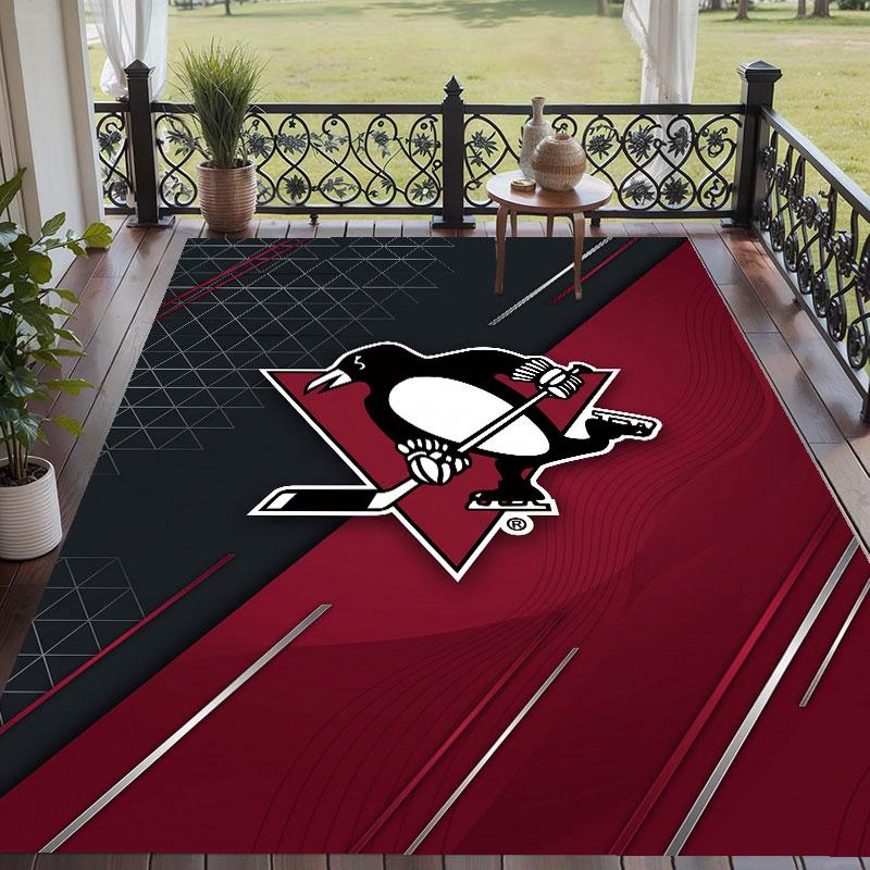 Soft Floor Carpet Pittsburgh Penguins Pattern Area Rug Decorative Mat For Home Room Decoration