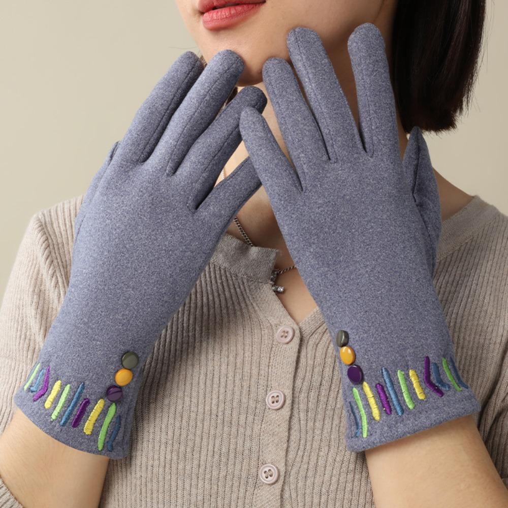 Thickened Women Suede Velvet  Gloves Solid Color Winter Mittens Fashion  Gloves  Skiing