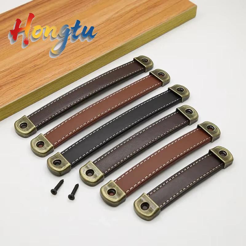 Cowhide Leather Handles | Furniture Cabinet/Door/Wardrobe/Drawer Pulls | For Wooden Boxes & Gift Boxes