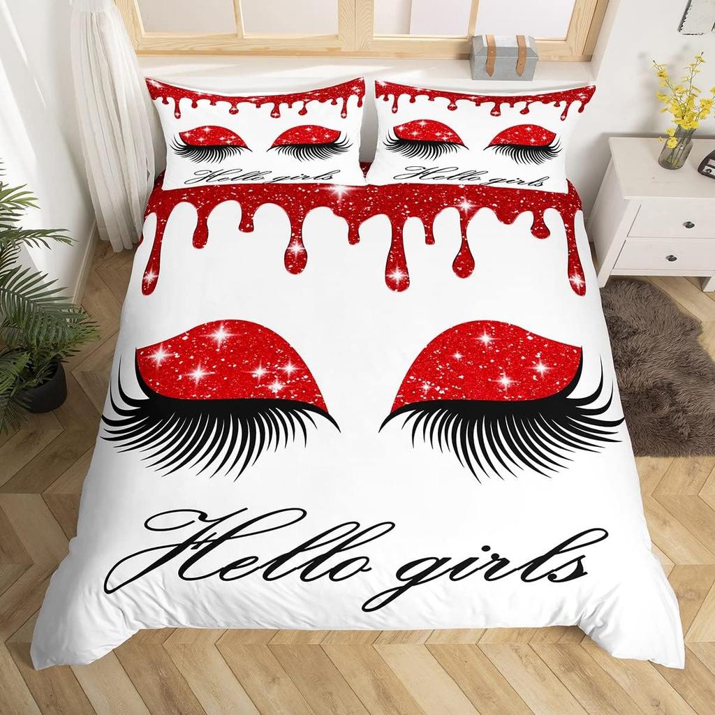 Comforter Eyelash Queen Golden Girl Lashes Bedding Set Gorgeous Priness Style Comforter For Women Girls Esthetician Gift