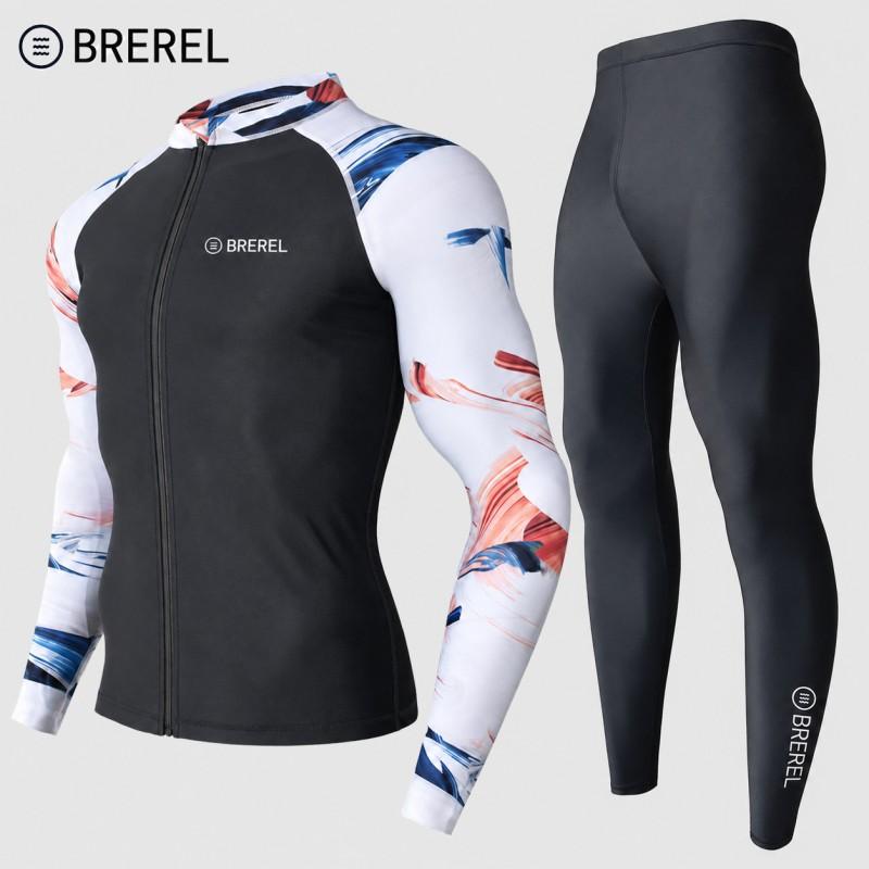 Herren UV-Schutz Rash Guard Set Langarm Schnelltrocknend Badeanzug Surfen Schnorcheln Tauchen Schwimmen