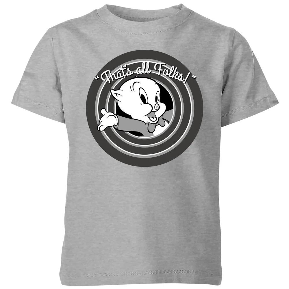 Looney Tunes That s All Folks Porky Pig Kids T-Shirt - Grey - 3-4 Years 150