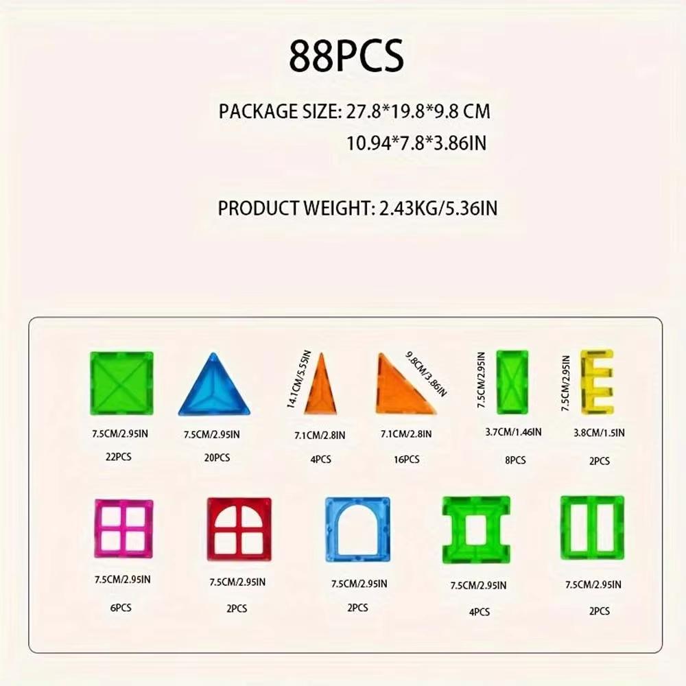 Large Color Window Magnet 88-108PCS DIY Building Blocks STEM Education Toys Suitable for Birthday Halloween Gifts for Teenagers