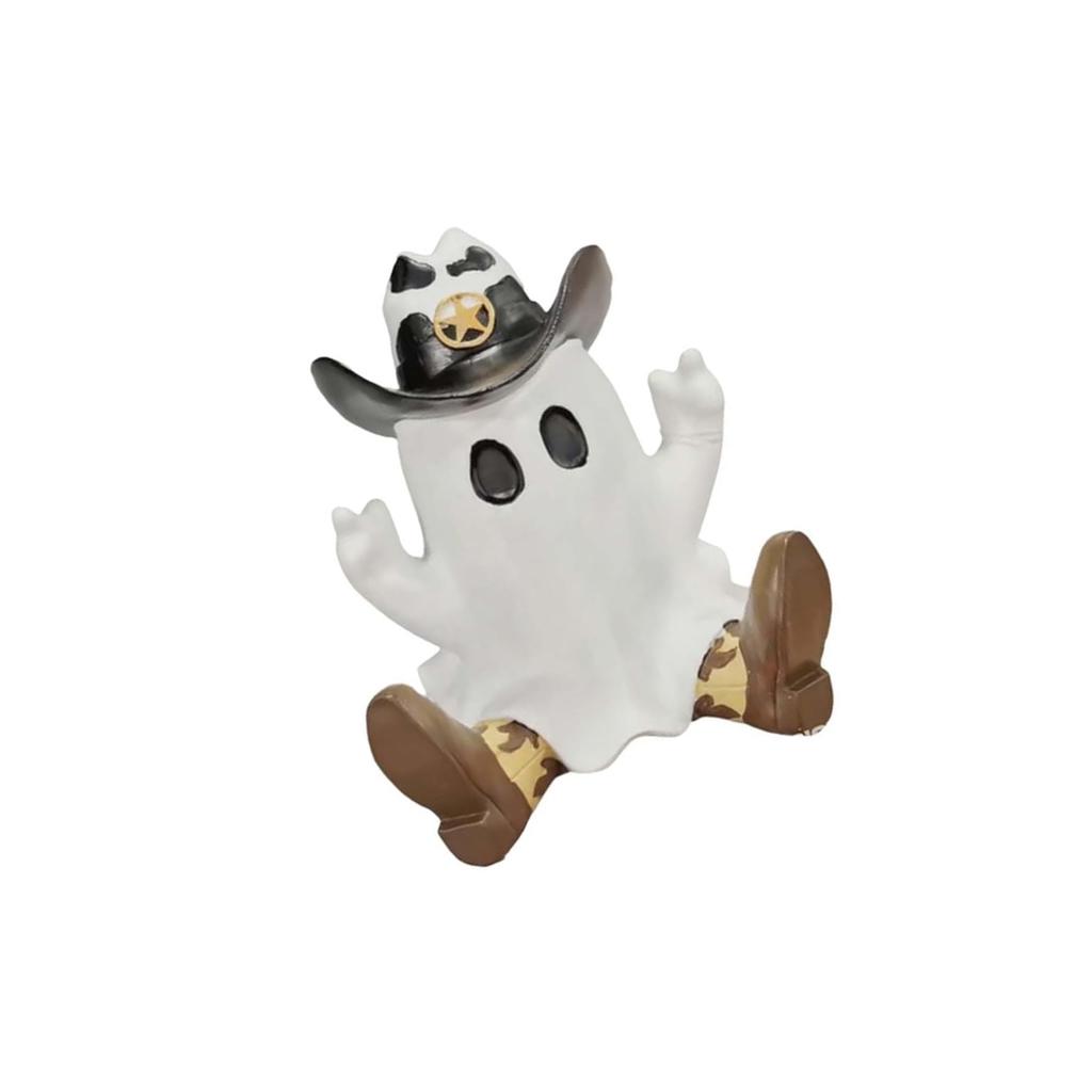 Halloween Cowboy Ghost Statue Ornaments Funny Ghosts Tabletop Decoration For Home Garden Outdoor Party Festival