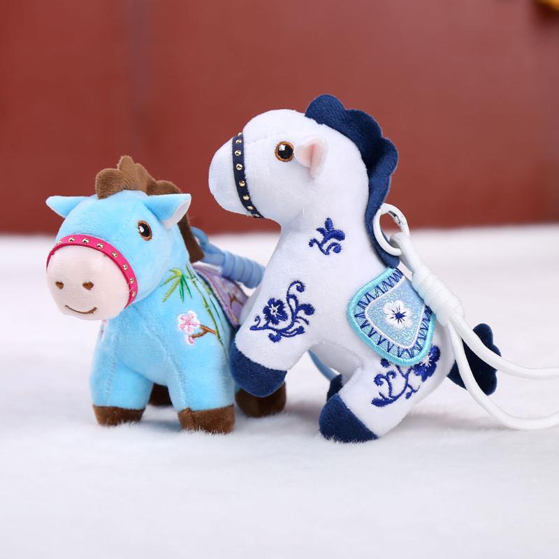 1Pcs 14Cm Lifelike Animal Simulation Stuffed Pony Doll Bag Decor Cute Mini Embroidered Colorful Horse Pendant Keychian Plush Toy
