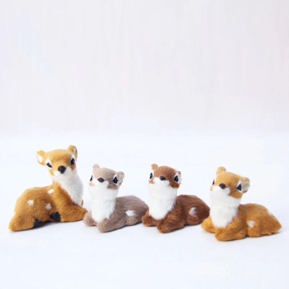 Grey Brown Imitation Sika Deer Mini Style Animal Model Figurine Fairy Garden Miniatures  Home Decor