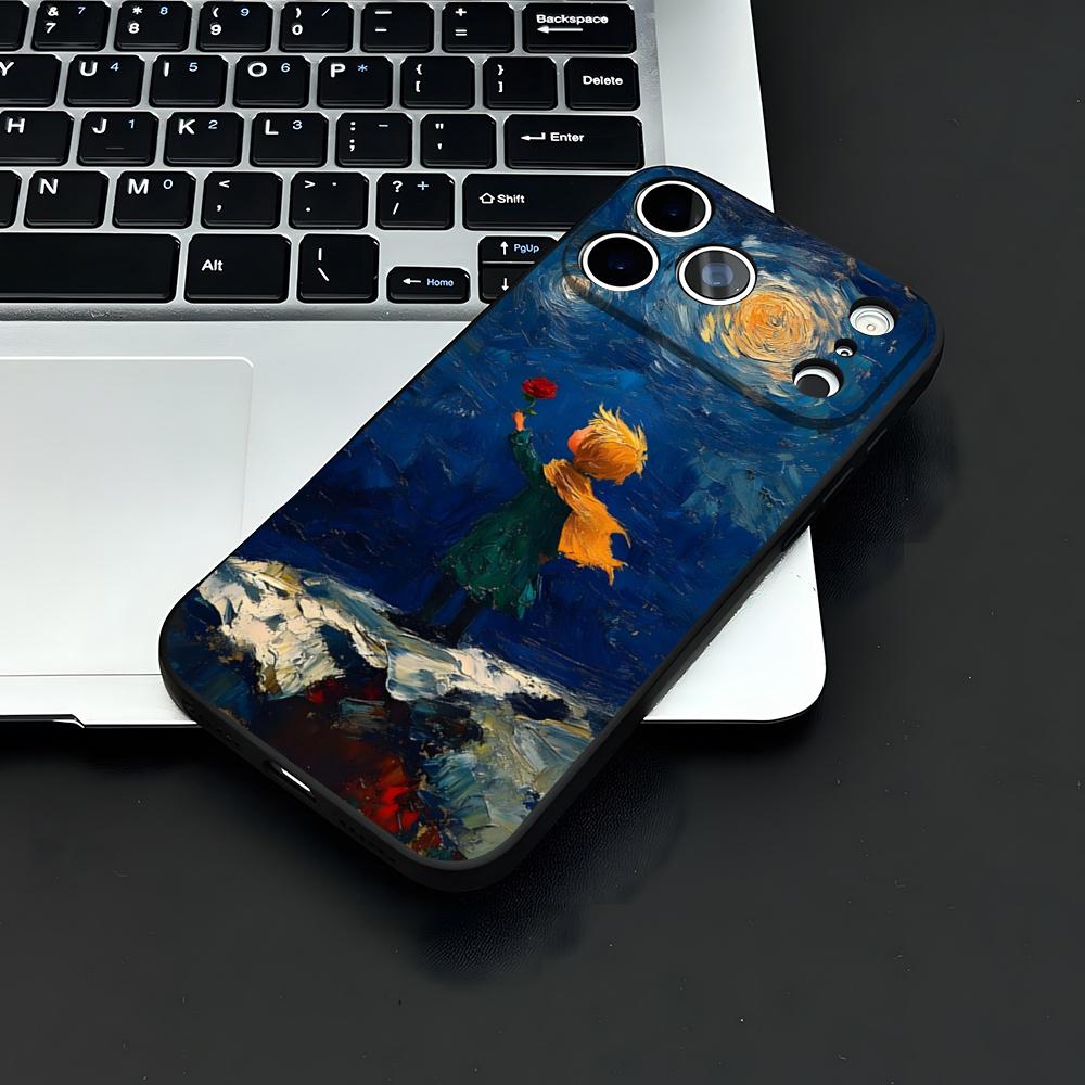 Little P-Prince And A F-fox Phone Case For IPhone 17 Air 16 E Pro Max 15 14 13 Mini 12 Pro 11 Max Plus Black Soft Shell