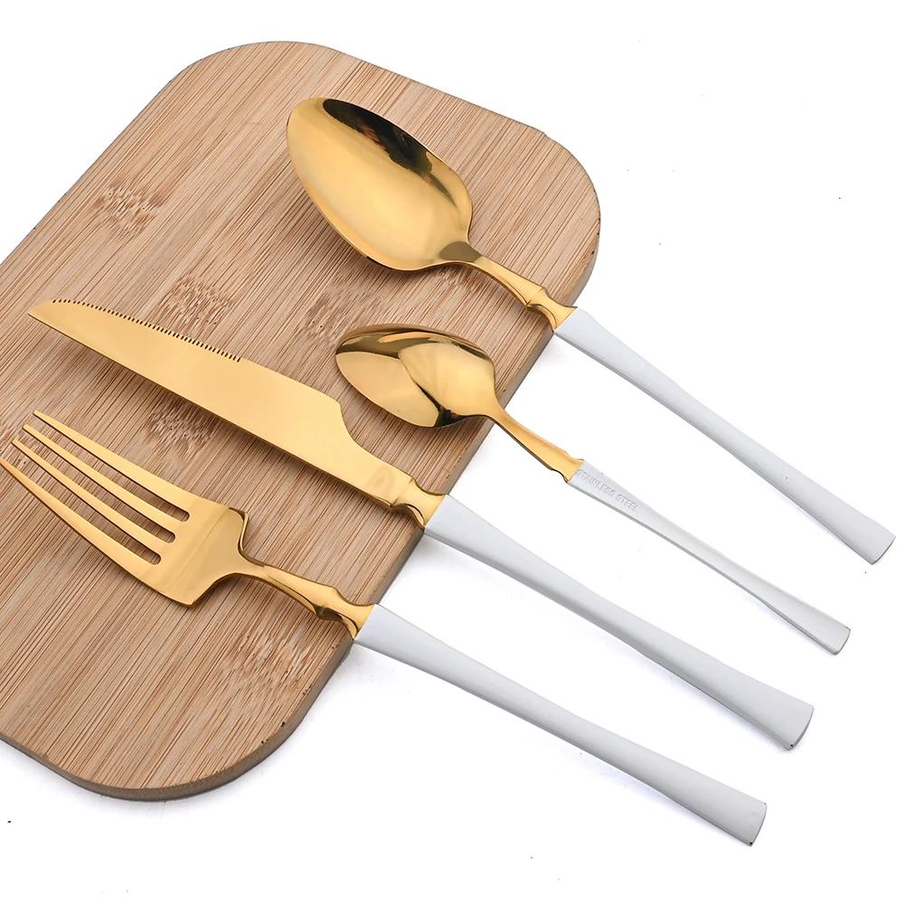 24pcs Dinnerware Set Stainless Steel Tableware Knife Fork Coffee Spoon Cutlery Dishwasher Safe Kitchen Dinner Silverware