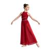 Tuta da Danza Lirica da Bambina Senza Maniche Zip Invisibile sul Retro Rete Lucida con Strass e Ruches Body
