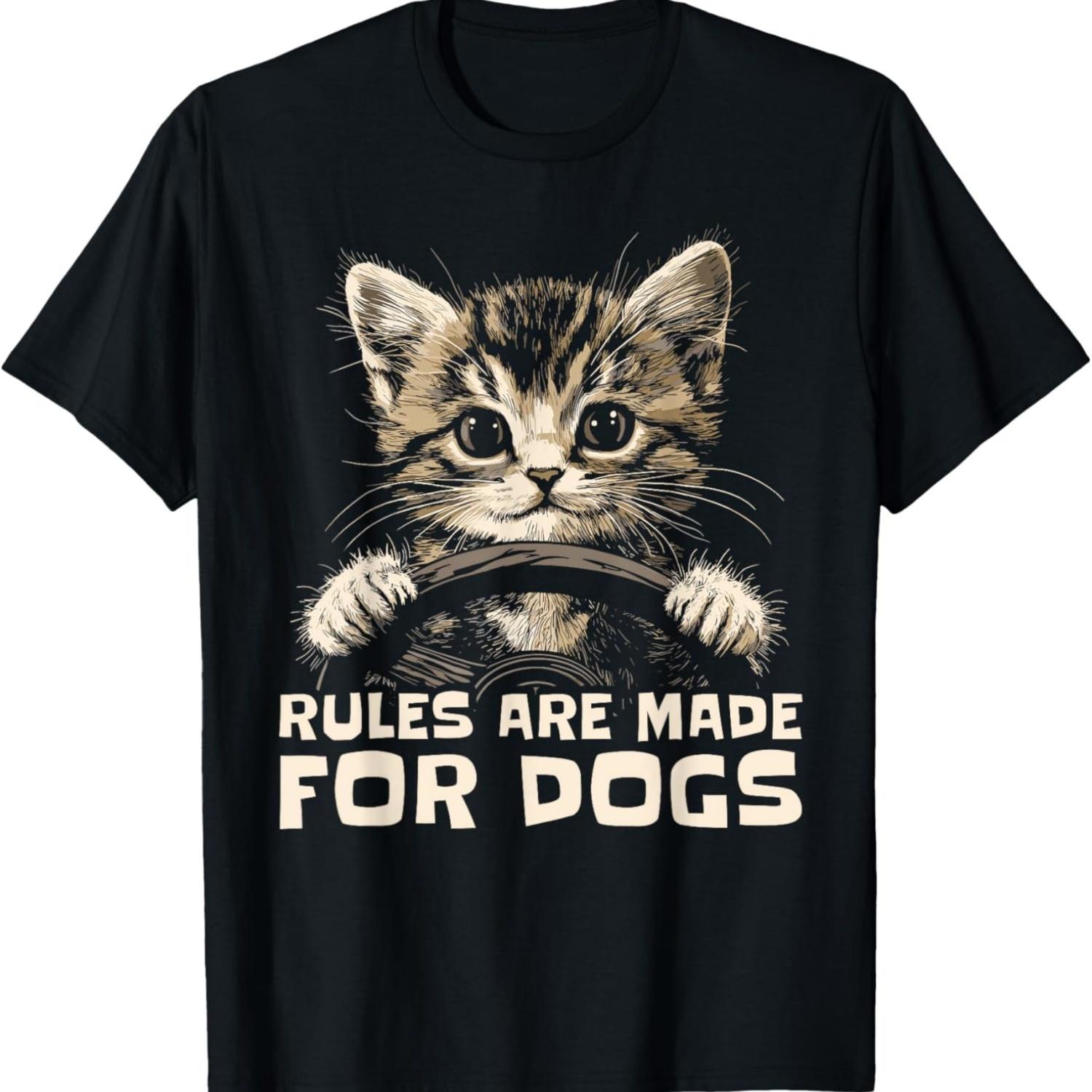 

Funny Cat Lover - Rules Are Made for Dogs Driving Cat T-Shirt for Men Women Kids(1) S чёрный