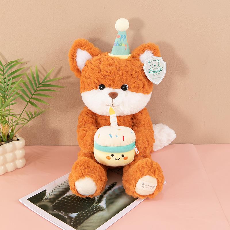 

Cute Rabbi Birthday Bear Plush Toy Gift Friend Fox Pillow Cake Gift Event Ornament sitting height 40cm [0.3kg]