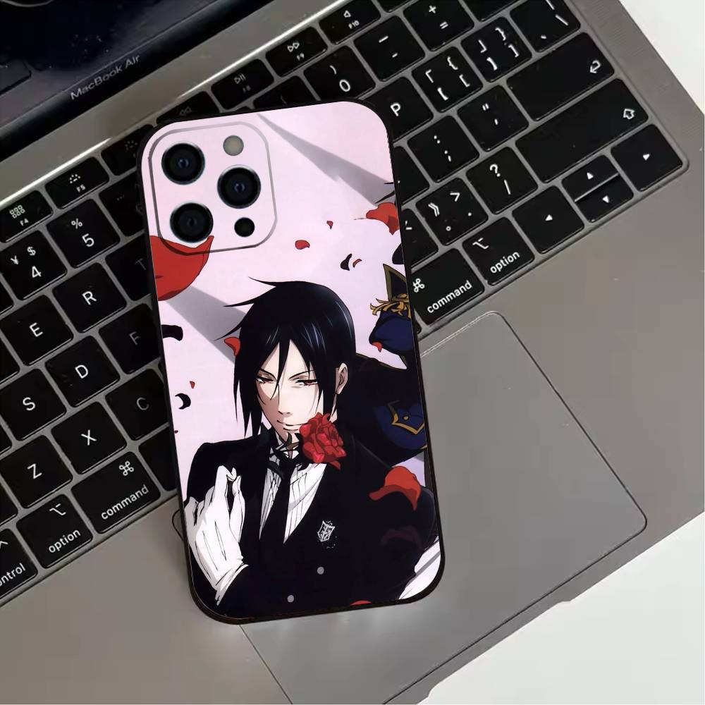 Black Anime B-ButlerS  Phone Case For iPhone 17,16,15,14,13,12,11 Plus,Pro Max,XS,Soft Silicone Black Cover