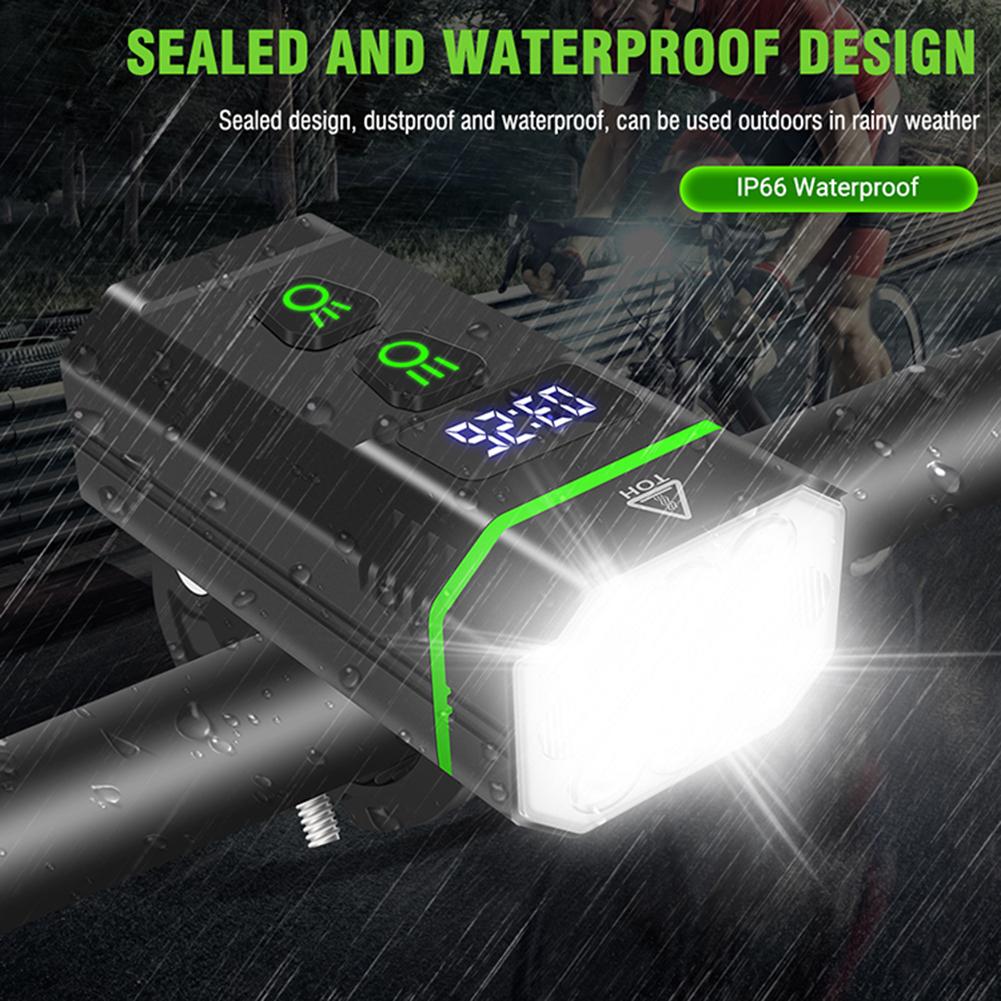 10LED Bicycle Lamp IP66 Waterproof Bike Headlight 5000mAh Light Last Up To 10.8H Battery Display for Road Mountain Night Cycling