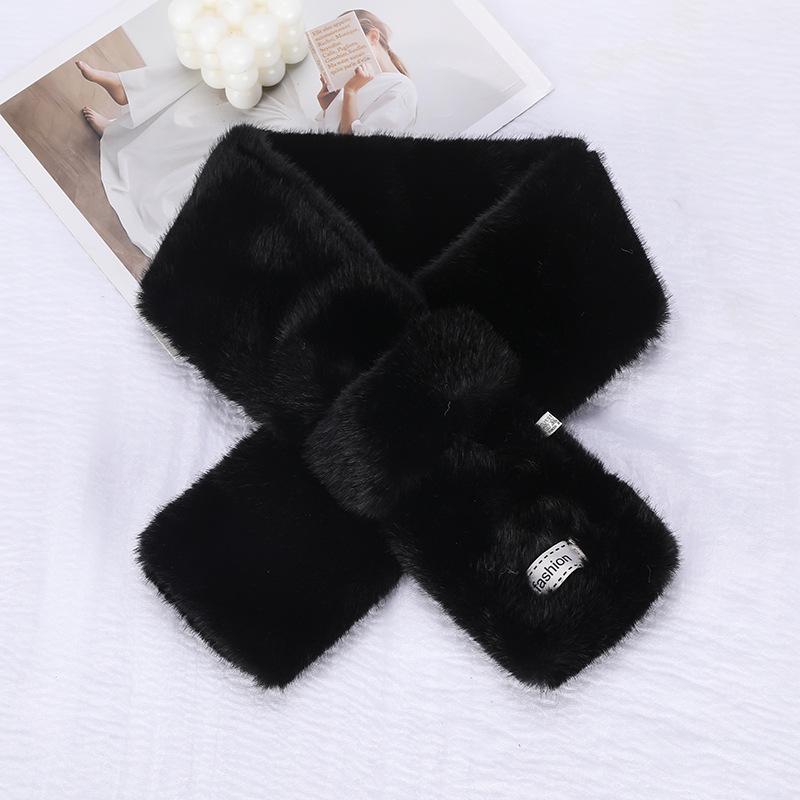 Korean Style Plush Faux Fur Snood: High-End, Thickened Luxury Scarf for Winter