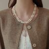Korean Temperament Gentle Can Be Stacked Geometric Pearl Necklace Accessories Women's Sweater Chain Accessories