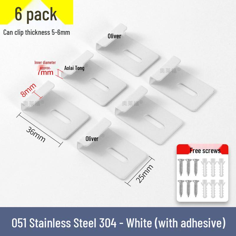 Stainless Steel Mirror Holder Clips, Square, Set of 4