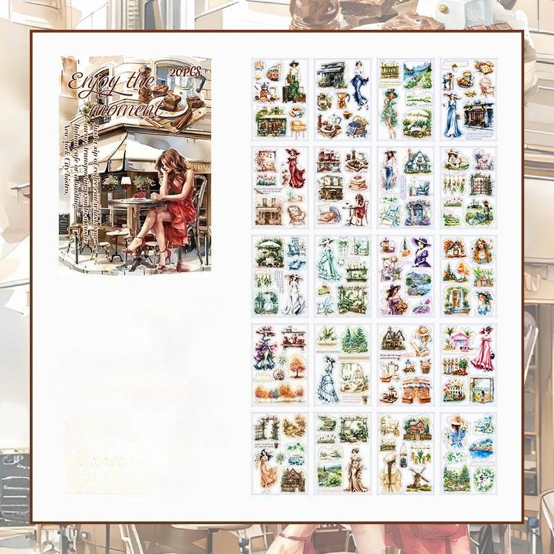 

20Pcs/pack PET Stickers Book Vintage Creative Decorative Handmade Scrapbooking Material Diary Album Craft Supplies