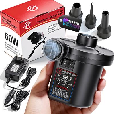 Strong Electric Pump for Mattress Pool Ball 2-in-1 12V 230V + Nozzles