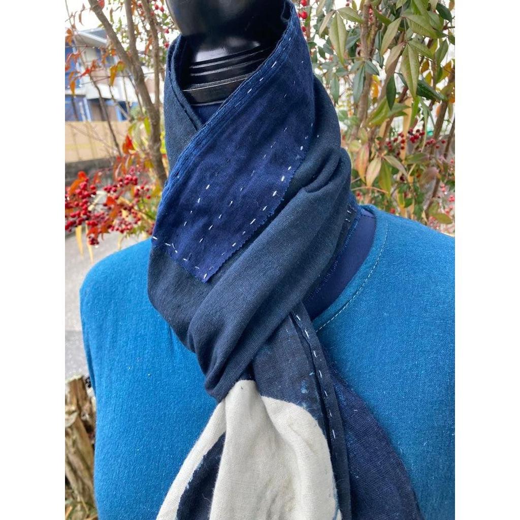 Used B33 Rags, Stole, Old Cloth, Remake, Indigo Dye, Tsutsugaki, Patchwork, Pieced Together