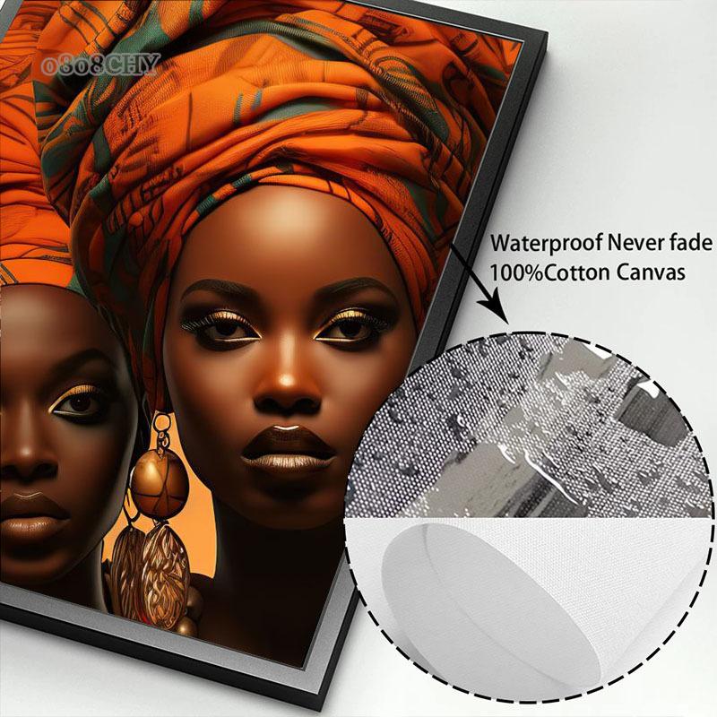 Beautiful African Woman Posters and Prints Canvas Painting Portrait Wall Art Pictures for Living Room Home Decoration No Frame