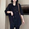 Spring and Summer Hooded Single-breasted Shirt for Women's Fashionable Solid Color Cardigan Versatile Sun Clothes New