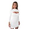 Spring Summer Fashion Full Sleeve Solid Dress Women Hollow Out Slim Hip Dress Ladies Zippers Sexy Dress