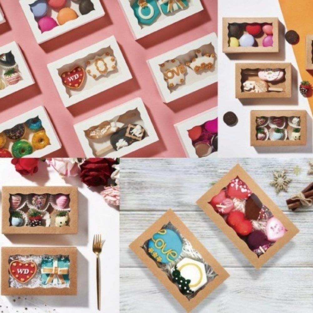 5/10 buc Cutii de Hârtie Kraft pentru Tort Dreptunghiulare, pentru Patiserie, Cofetărie, Brioșe, Decor de Petrecere