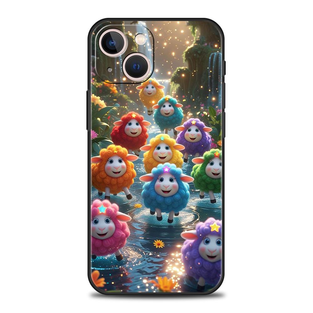 Phone Case Cover for iPhone 17 16 15 14 13 12 Pro Max 11 Pro Max 17AIR Plus Shockproof Soft TPU Bag Cute Little Lamb Angel Sheep