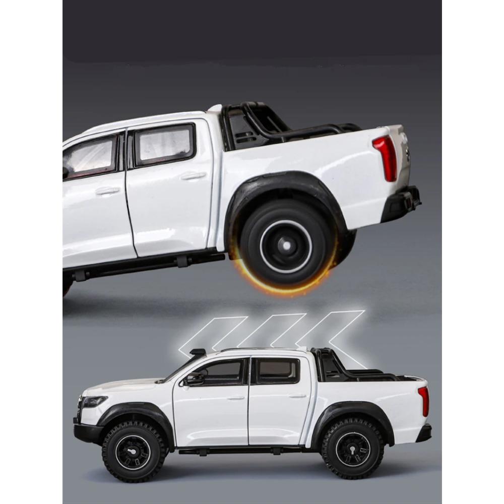 1/24 Great Wall Motor POER Pickup Model de mașină din aliaj din metal turnat sub presiune Vehicule de teren, model de mașină, simulare, lumină sonoră, jucărie pentru copii, cadou