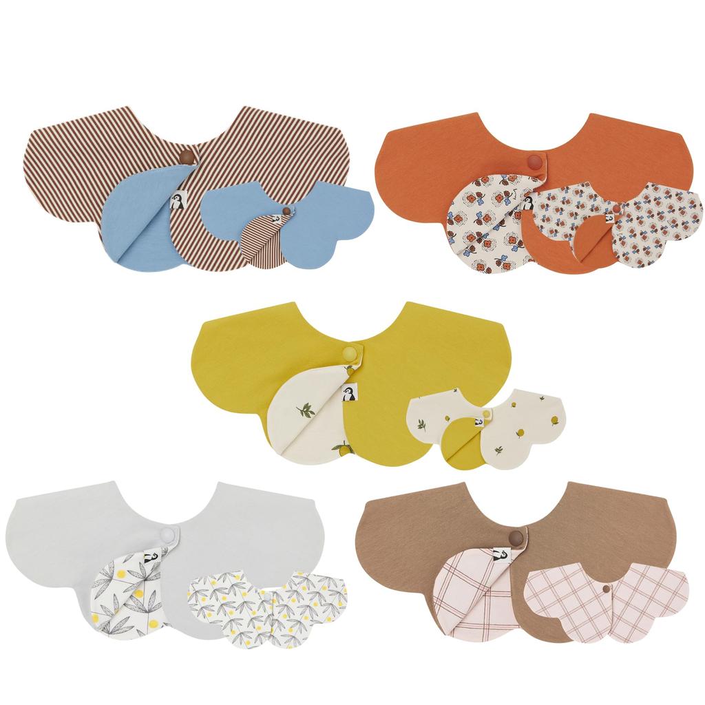 Konny Baby Lätzchen Wendbar Baby Saugfähig und für Mädchen und Baby Babyparty 5 Warmes Orange Gelb Blau [Konny] Set, Lätzchen, 360° Drehbar, Schnelltrocknend,