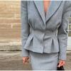 Woolen Blazer Coat Skirt Sets Women Notched Button Up Slim Jacket Zipper Skirt Suits 2 Pieces Female 2025 New Elegant Thicken Spring Autumn Set