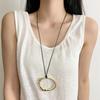 Luxury Irregular Pendant Long Leather Rope Necklace for Women Female Vintage Geometric Adjustable Versatile Sweater Chain