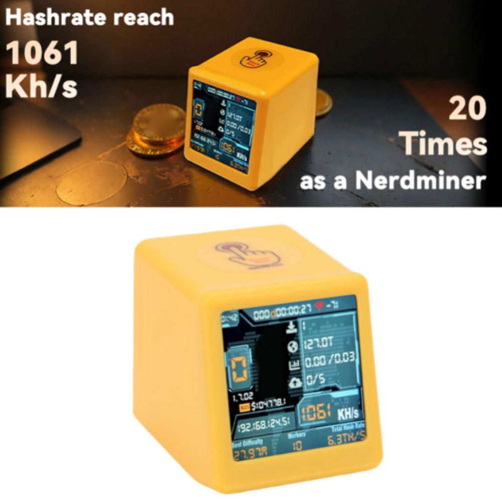 1.54 Inch Smart Display Cryptocurrency Mining Machine Solo Lottery Miner WiFi Bluetooth 1060 KH/s Hashrate Desktop Clock Tools