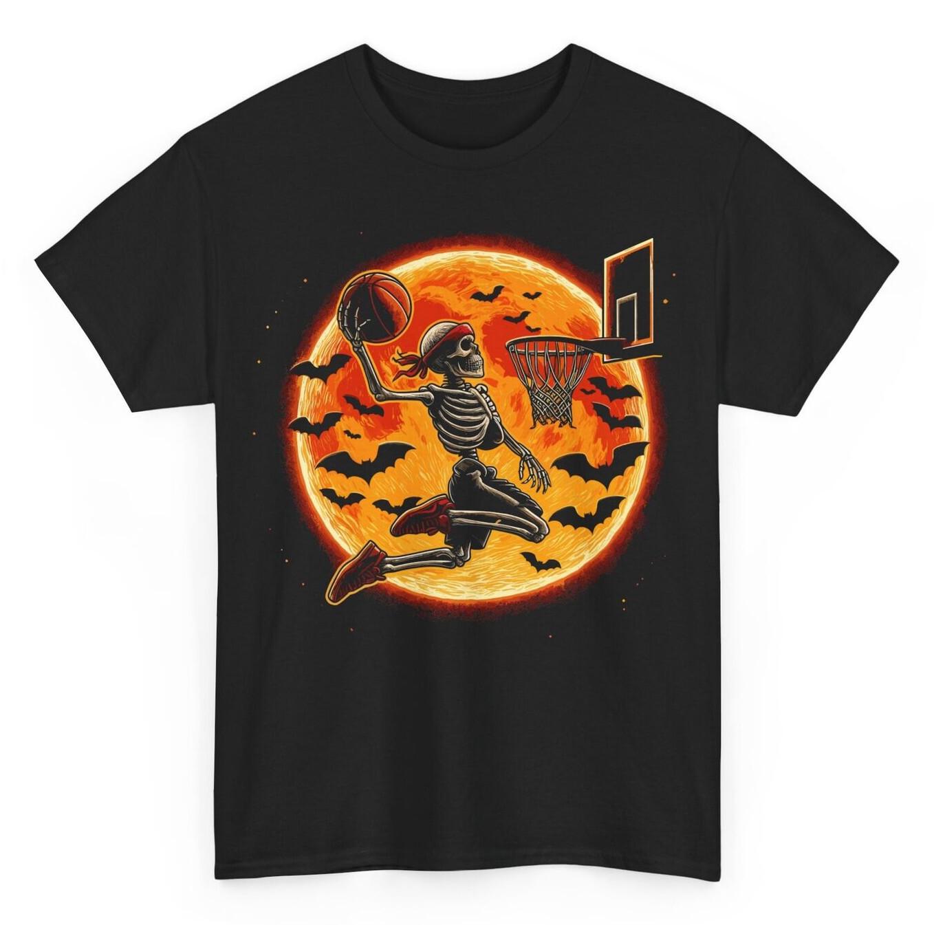 Sport Skeleton Basketball T-shirt - Spooky Season Holidays Halloween Graphic Tee XXL