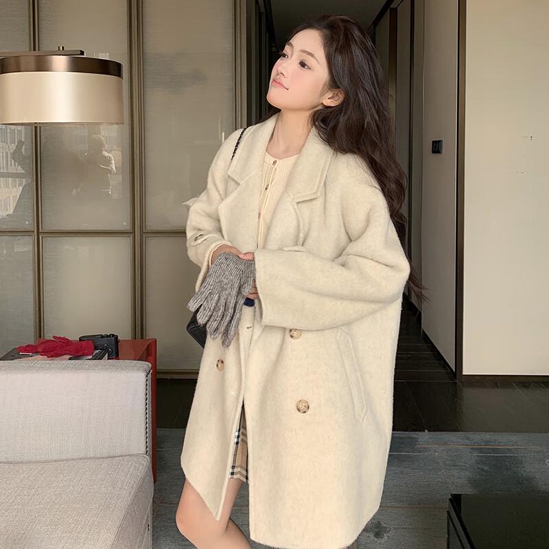 KAISER Women's Double-faced Wool Blend Long Trench Coat