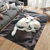 White Greyhound On Black Fabric Suitable As a Non-slip Mat for the Living Room or Bedroom Sofa