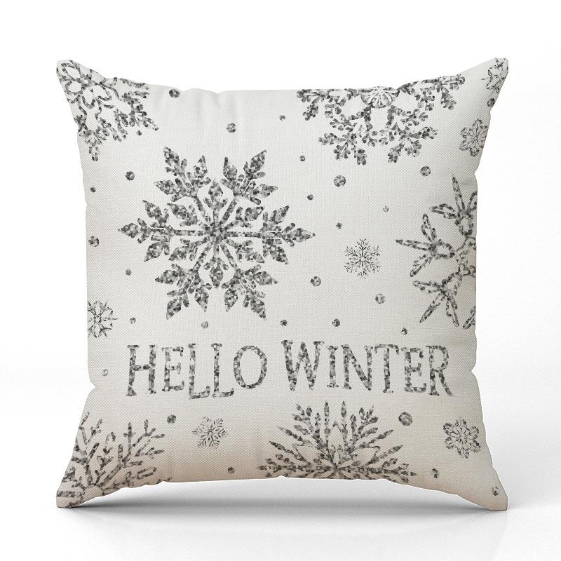 

Новая серебристая блестящая наволочка с принтом снежинок на Рождество, льняная наволочка, праздничное украшение комнаты, дивана