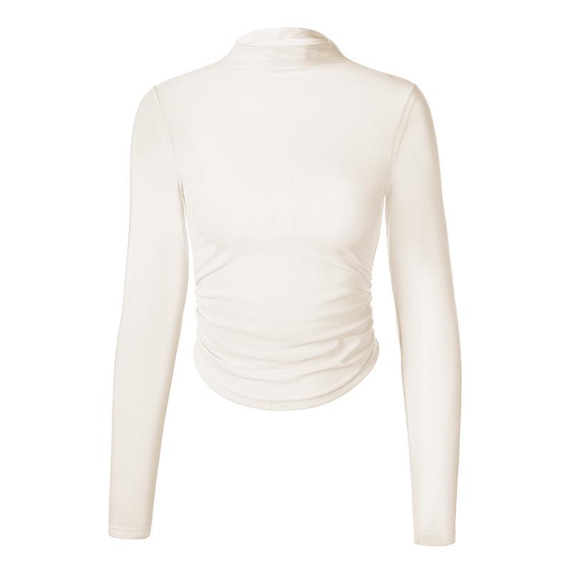 "Women's Long Sleeve Mesh Yoga Top - Breathable Pilates & Running Fitness Cover-Up"