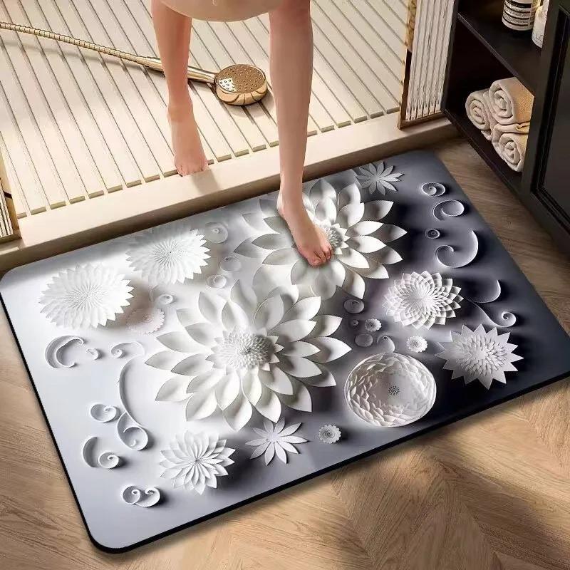 Painted Floral Oil Painting Pattern Door Front Mat Decoration Home Bathroom Floor Mat