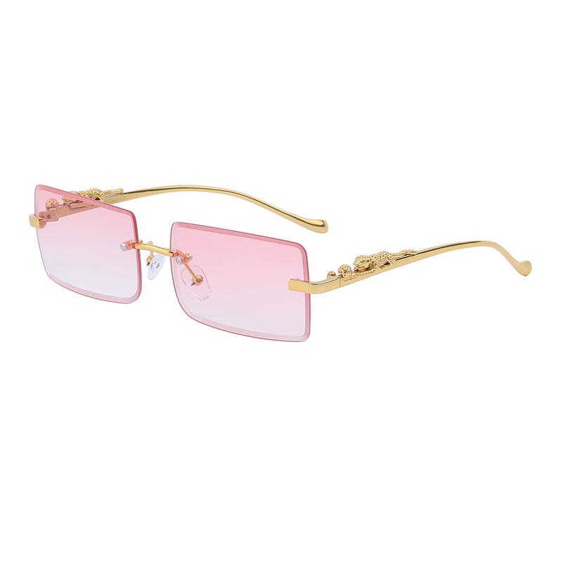Frameless Sunglasses Women'S Square Leopard Sunglasses Men'S Trendy Glasses Shades