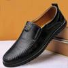 Frühling Atmungsaktive Herren Lederschuhe Casual All-Match Slip-on Flache Schuhe Bequeme Atmungsaktive Mokassins Fahrschuhe
