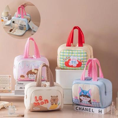 Cartoon Pattern Cute Portable Lightweight Makeup Bag Women's Travel Storage Bag Handheld Organizer Cosmetic Pouch Wash Bag