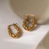 Trendy Women's 18K Gold U-Shape Stainless Steel Earrings