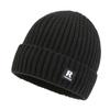 Knitted Hat For Men With Letter R Design Warm Windproof Winter Cap For Casual Style