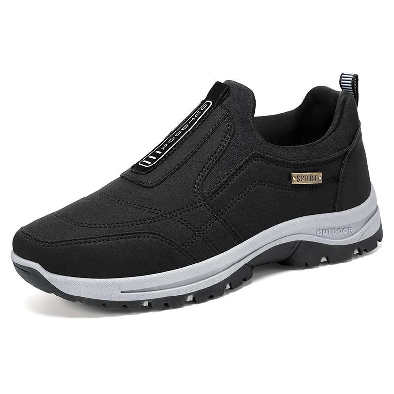 Mens Wide Width Slip-On Casual Shoes Breathable PU Leather Flat Sole Outdoor Leisure Footwear